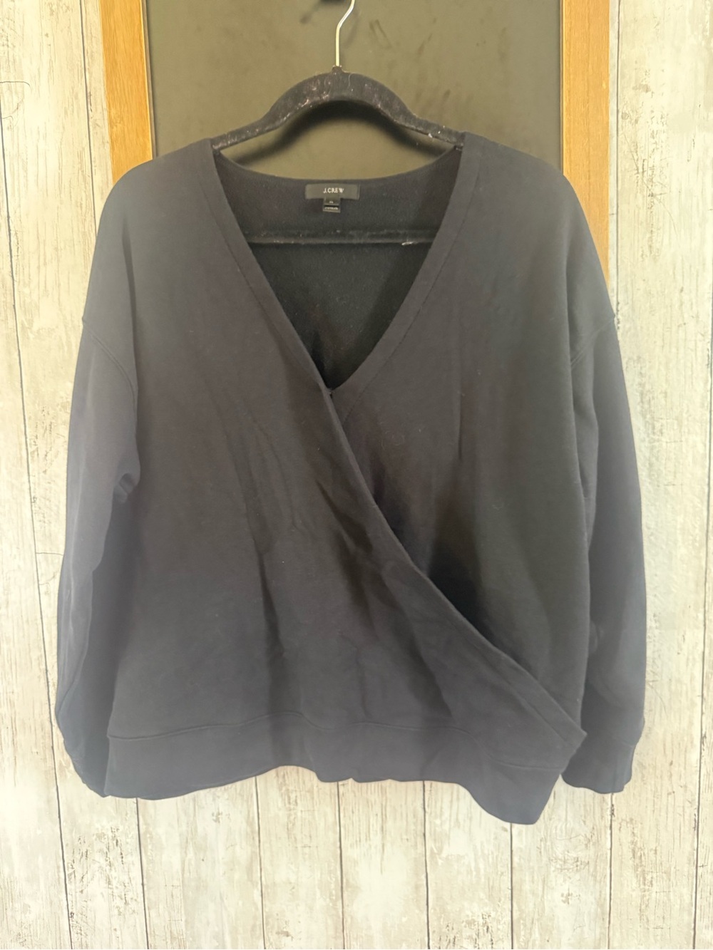 J. Crew Women's X Large Solid Black V-Neck Pullover  Sweater Cotton Polyester